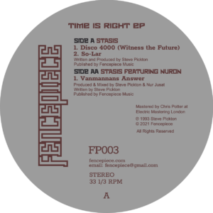 Stasis - Time Is Right EP - Fencepiece - FP003 - 12", RE, RM
